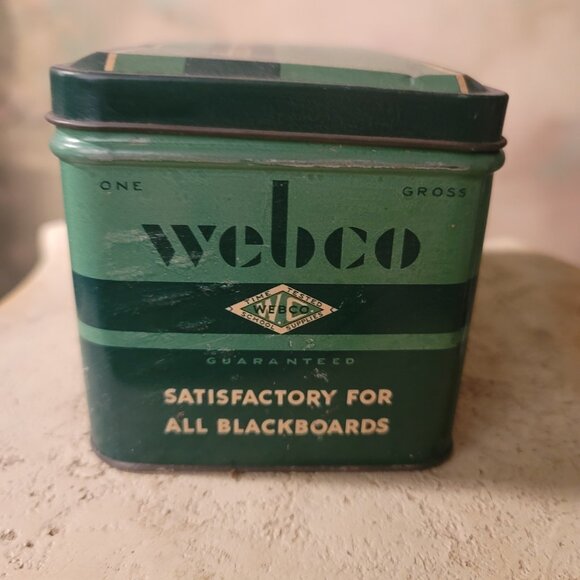 Webco Dustless Crayon Vintage Tin Empty Satisfactory for All Blackboards USA - Picture 4 of 9